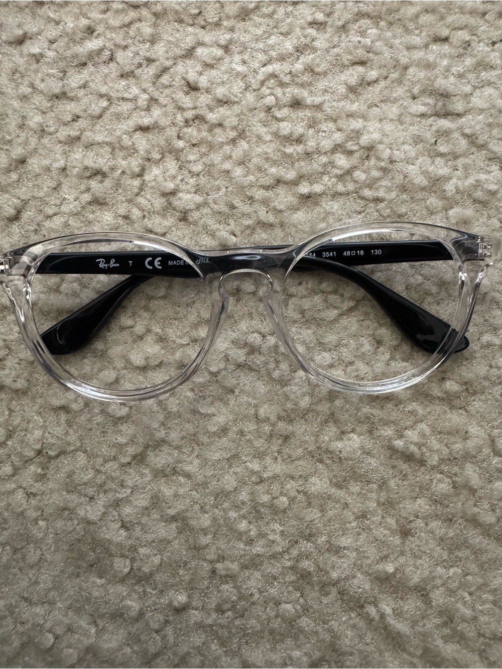 Ray-Ban Junior RY1554 Kids Eyeglass Frames – Crystal Clear & Black – 48-16-130